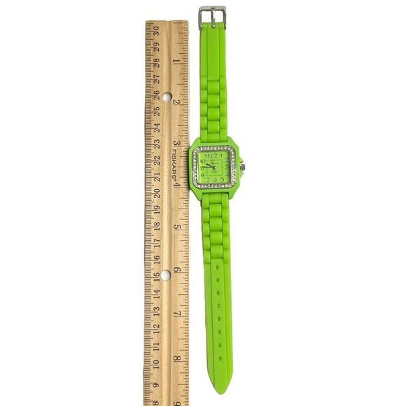 GENEVA LEGEND #L1110 Women's Watch Arabic Numerals Neon Green Silicone Band 8.75 - Picture 5 of 15